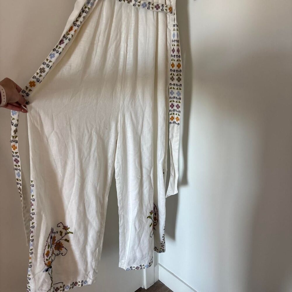 White Jumpsuit with Embroidery